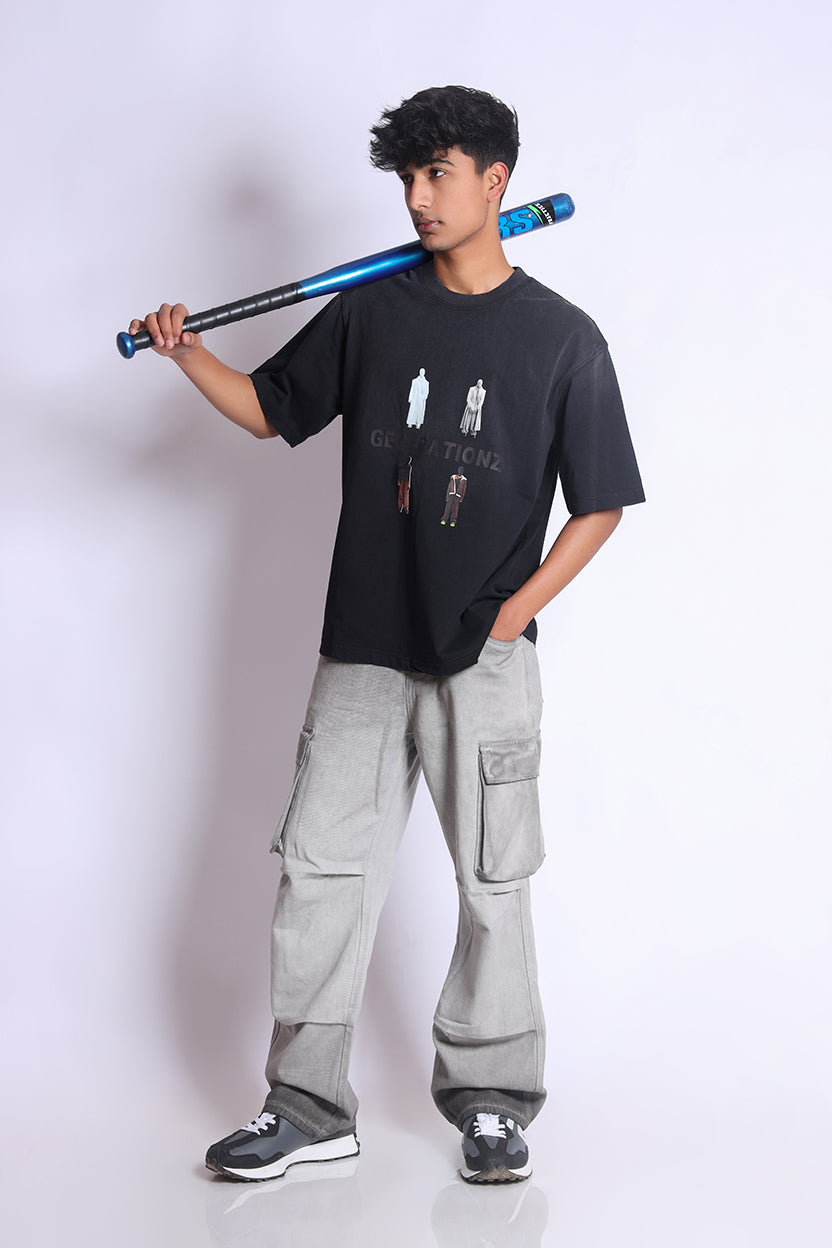 Generationz Crew Neck Black T-Shirt