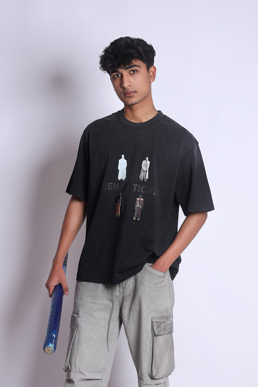 Generationz Crew Neck Black T-Shirt