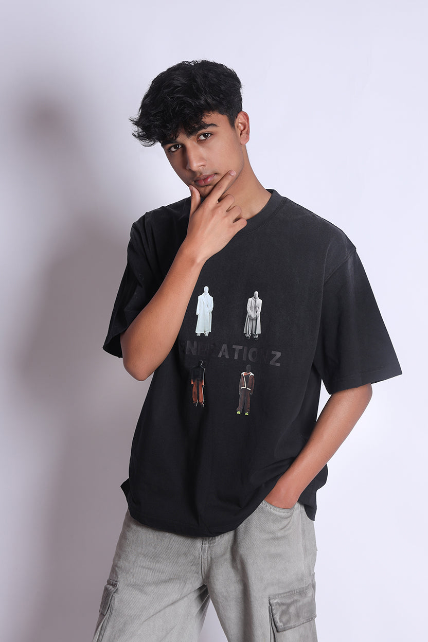 Generationz Crew Neck Black T-Shirt