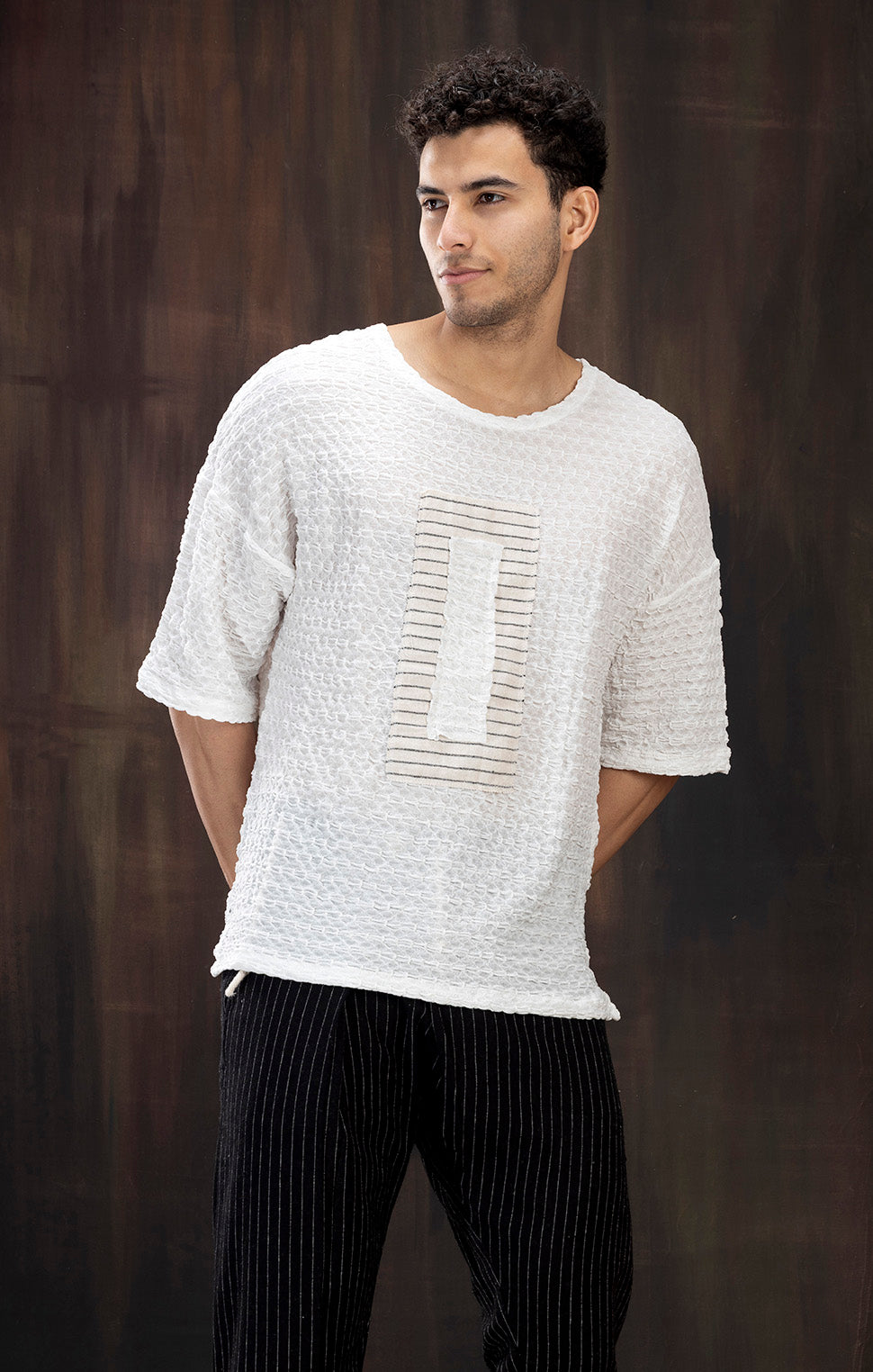 WHITE DROP SHOULDER TSHIRT