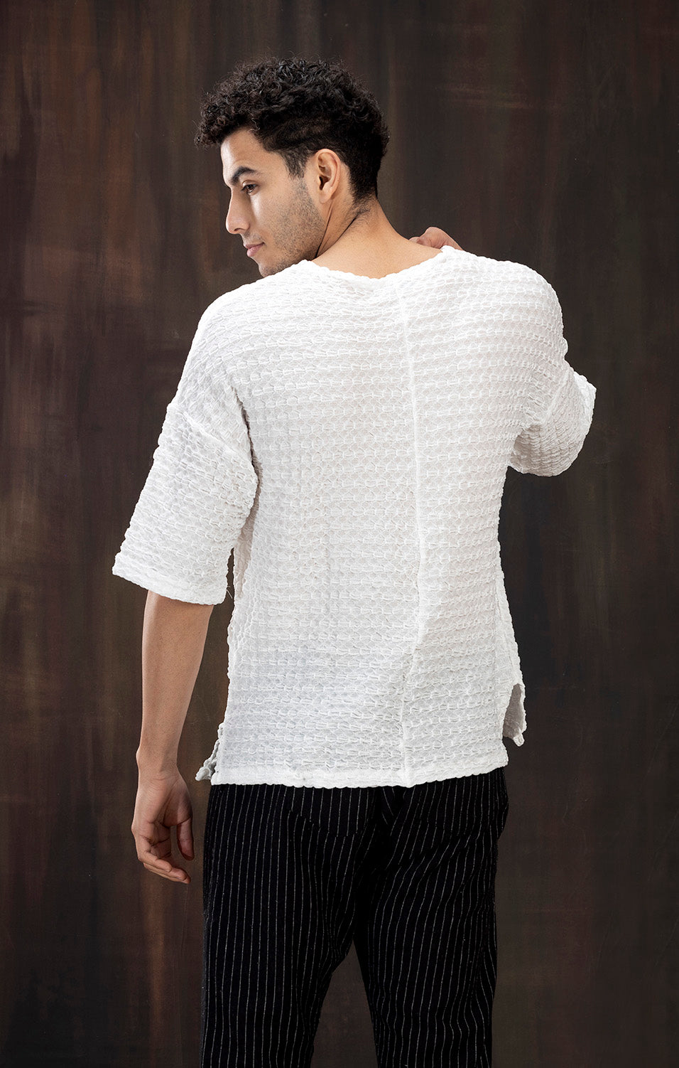 WHITE DROP SHOULDER TSHIRT