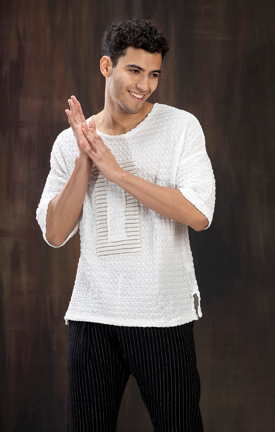 WHITE DROP SHOULDER TSHIRT