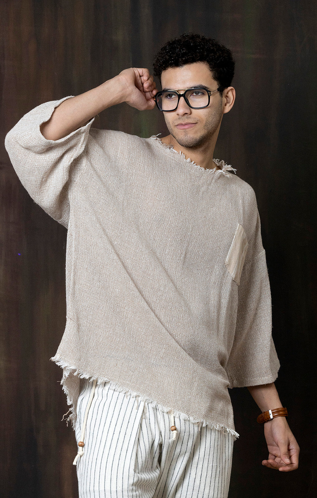 BROWN KNITTED T-SHIRT