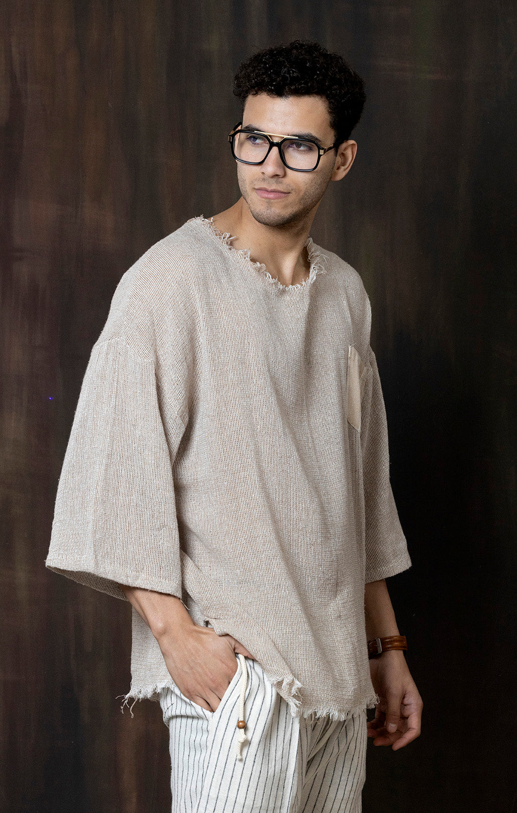 BROWN KNITTED T-SHIRT
