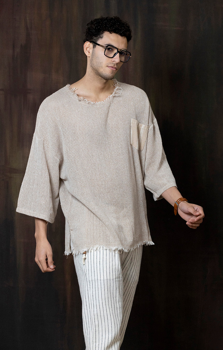 BROWN KNITTED T-SHIRT