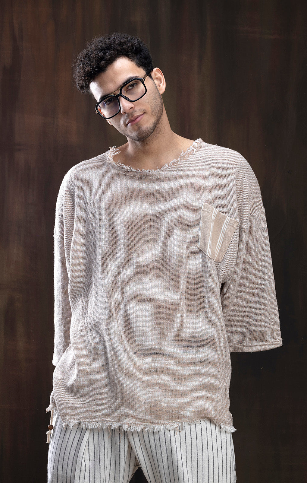 BROWN KNITTED T-SHIRT