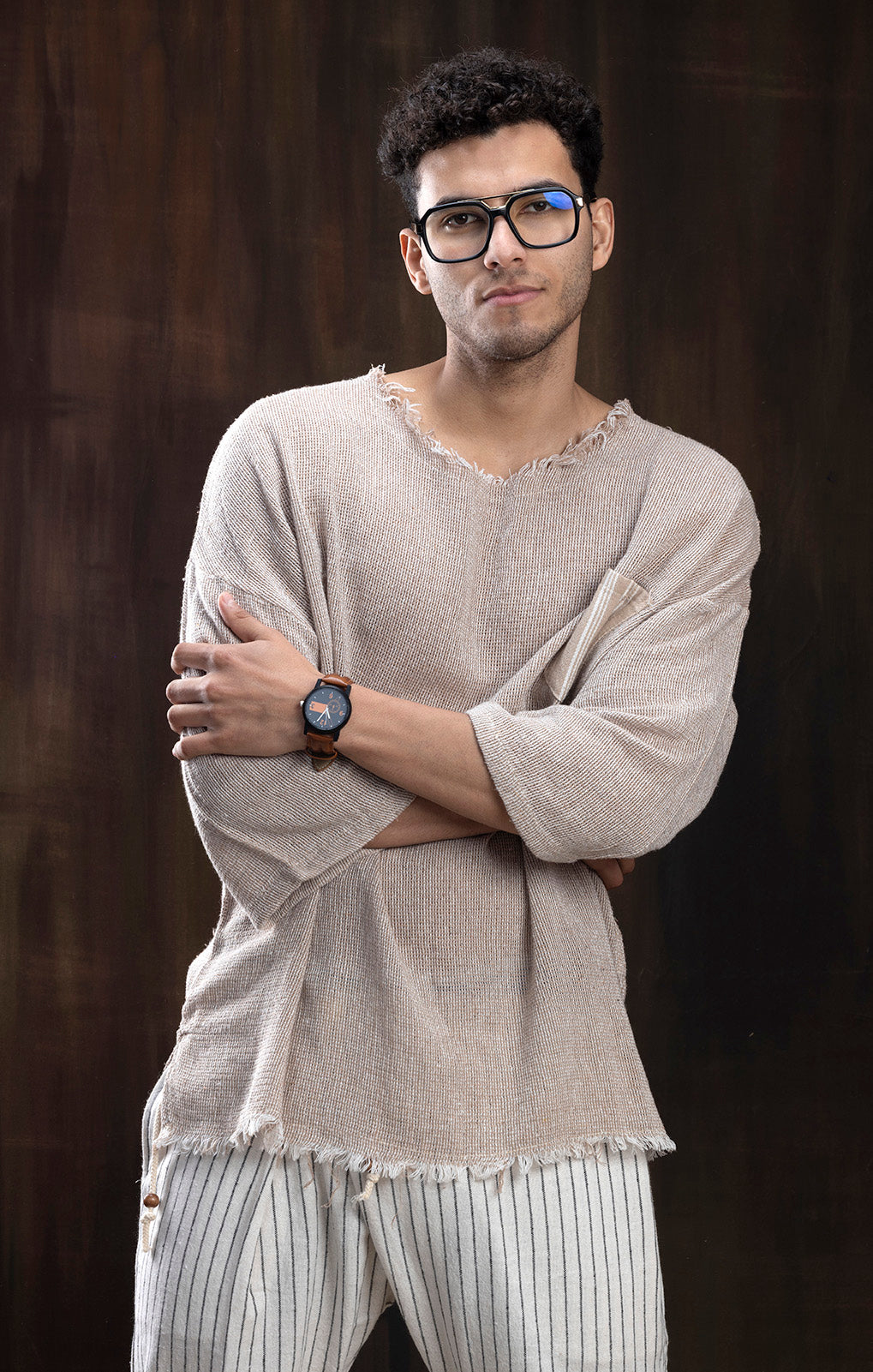 BROWN KNITTED T-SHIRT