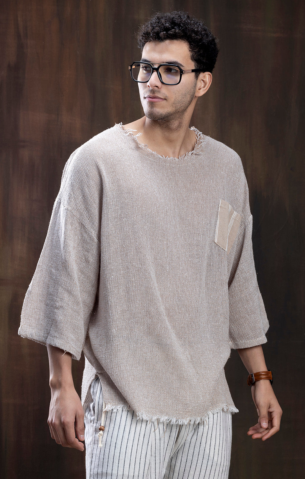 BROWN KNITTED T-SHIRT