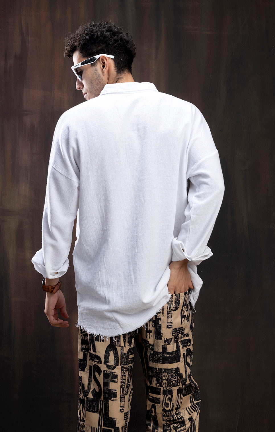 WHITE LINEN FULL SLEEVE SHIRT