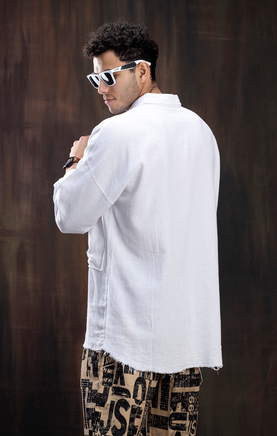 WHITE LINEN FULL SLEEVE SHIRT