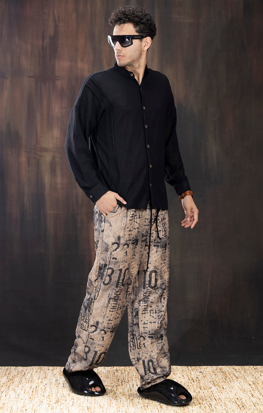 BLACK KNITTED FULL SLEEVE SHIRT