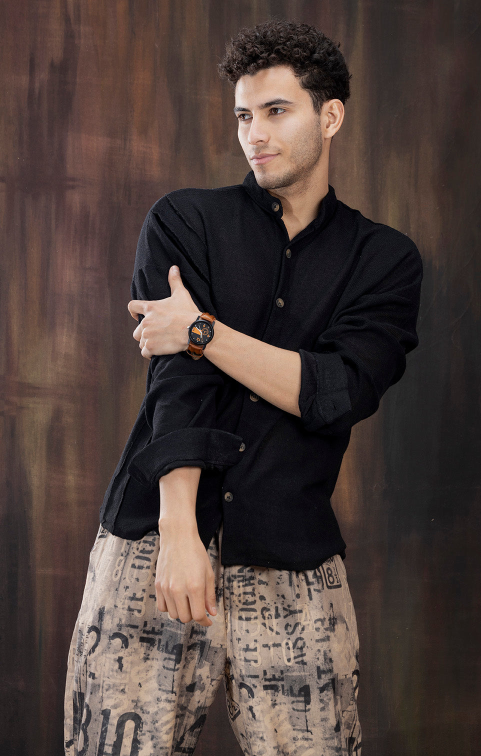 BLACK KNITTED FULL SLEEVE SHIRT