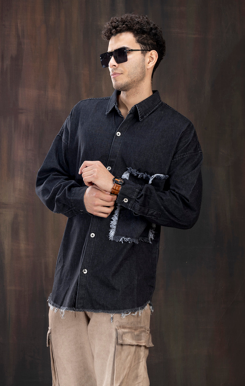 BLACK DENIM SHIRT