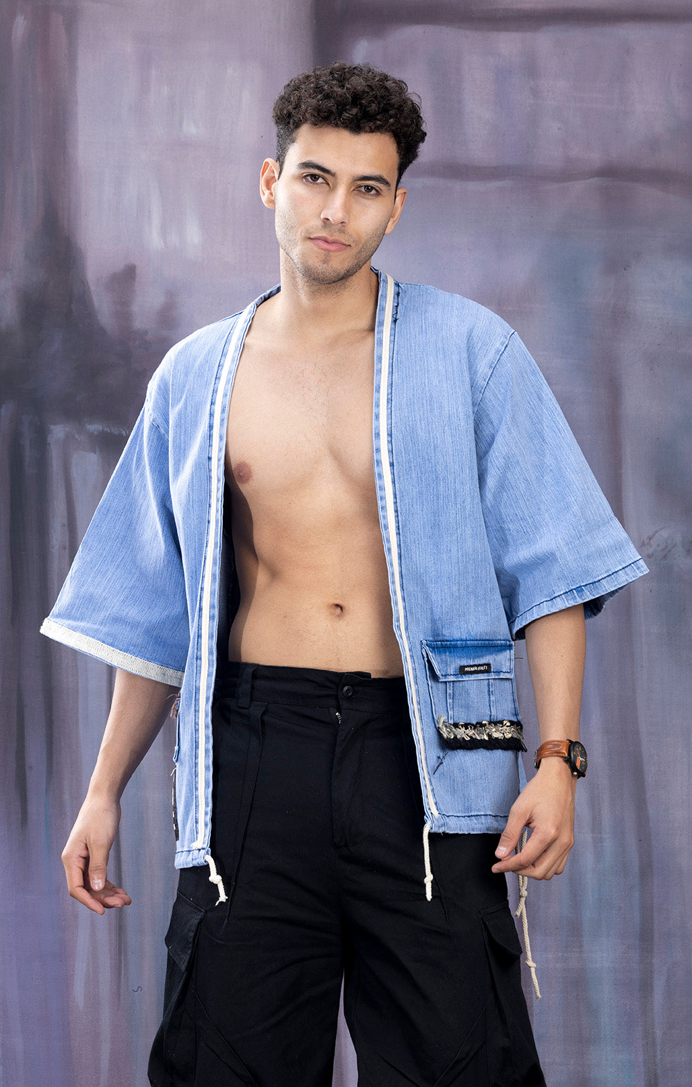 BLUE DENIM HALF SLEEVE JACKET