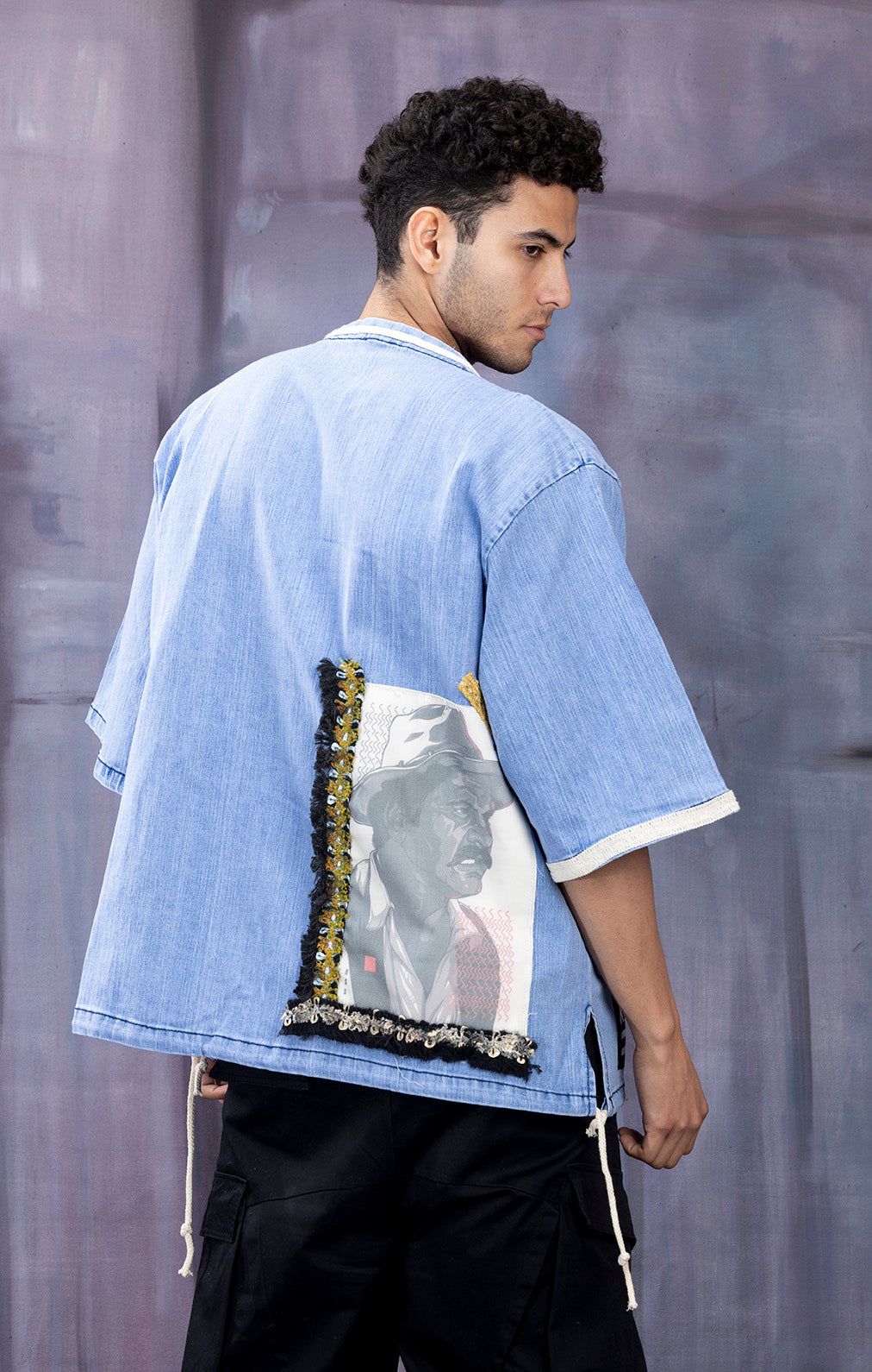 BLUE DENIM HALF SLEEVE JACKET