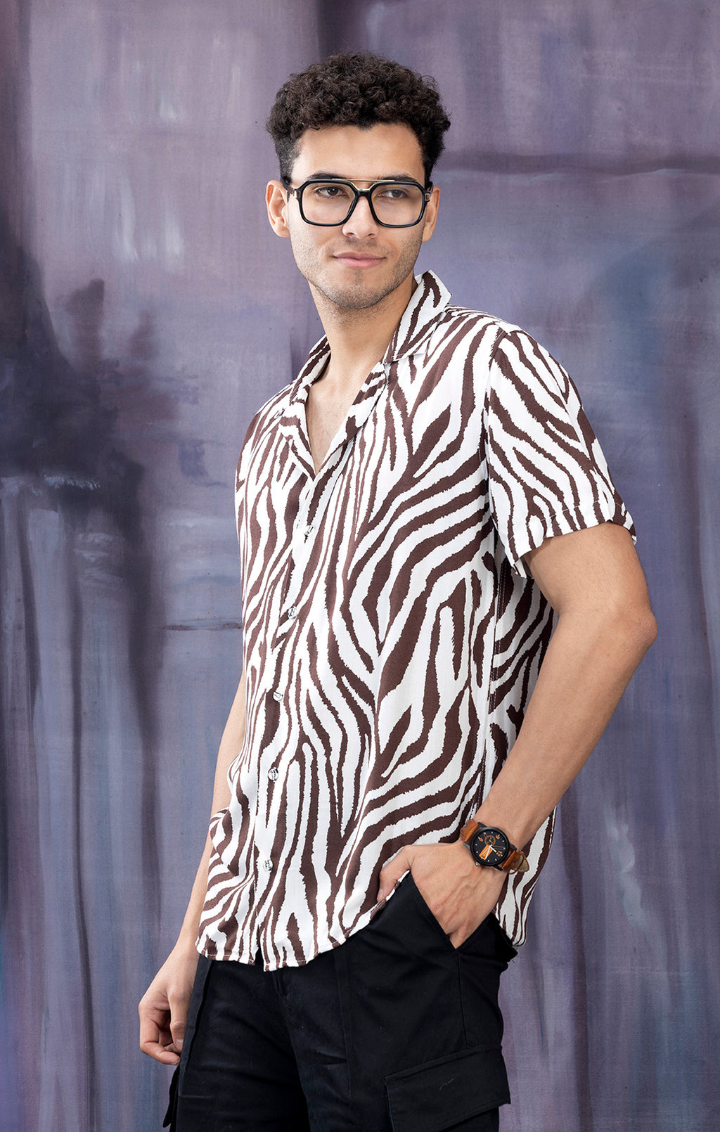 BROWN ZEBRA PRINT SHIRT