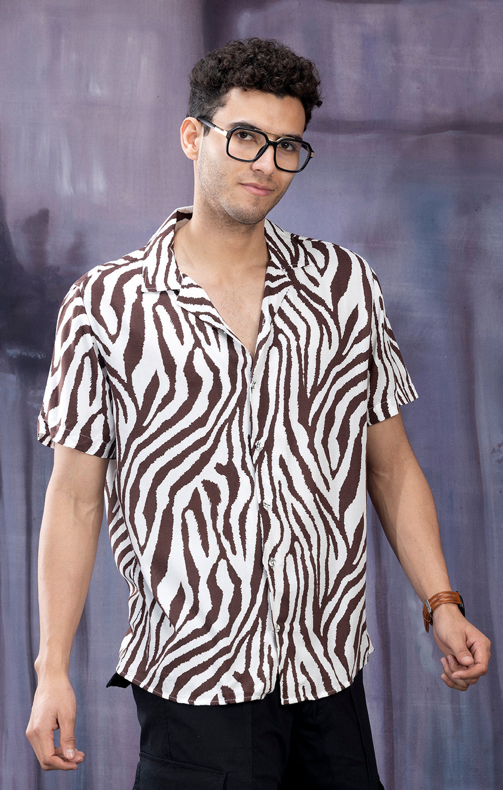 BROWN ZEBRA PRINT SHIRT