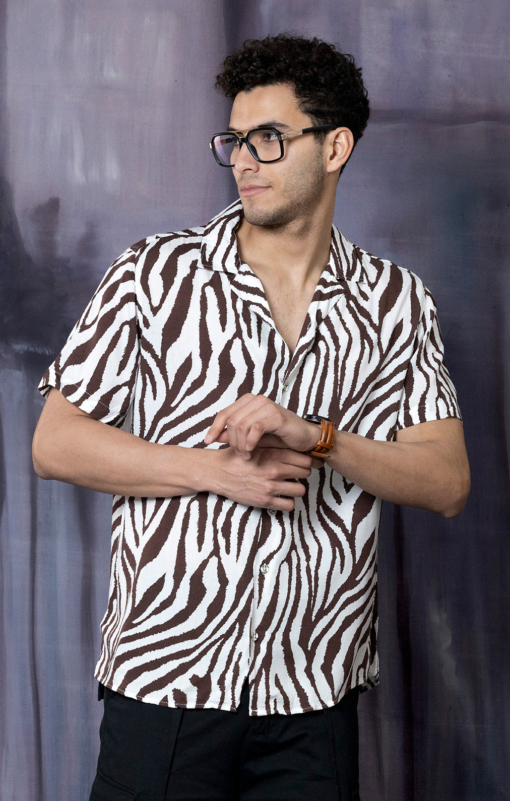 BROWN ZEBRA PRINT SHIRT