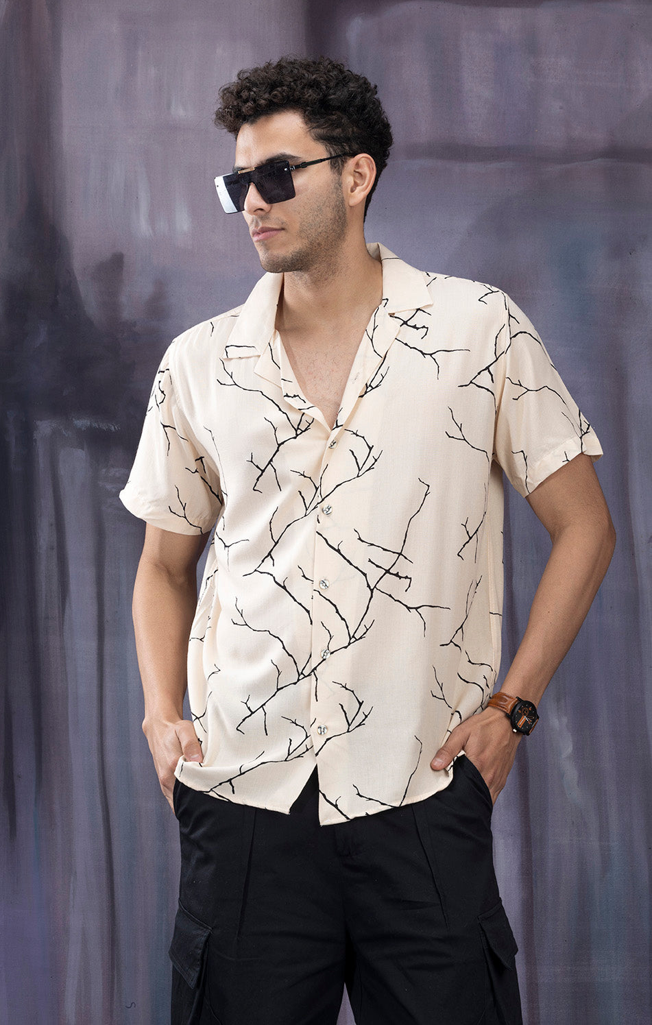 BEIGE PRINTED SHIRT