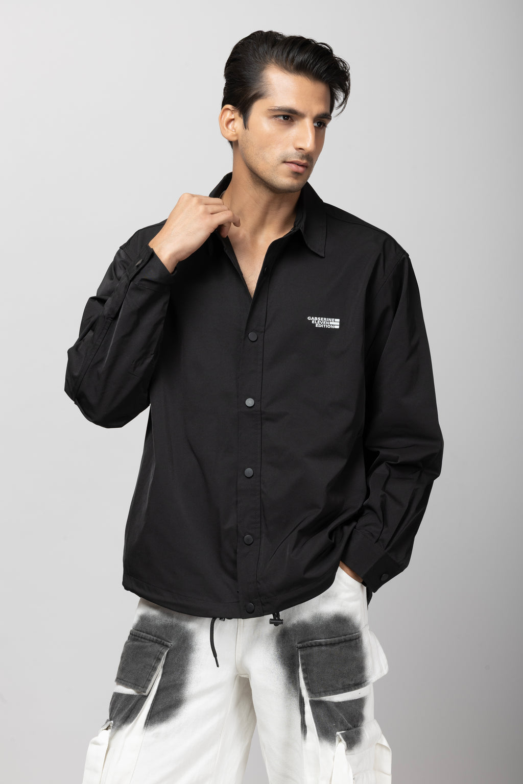 Black Shirt With Patch Print