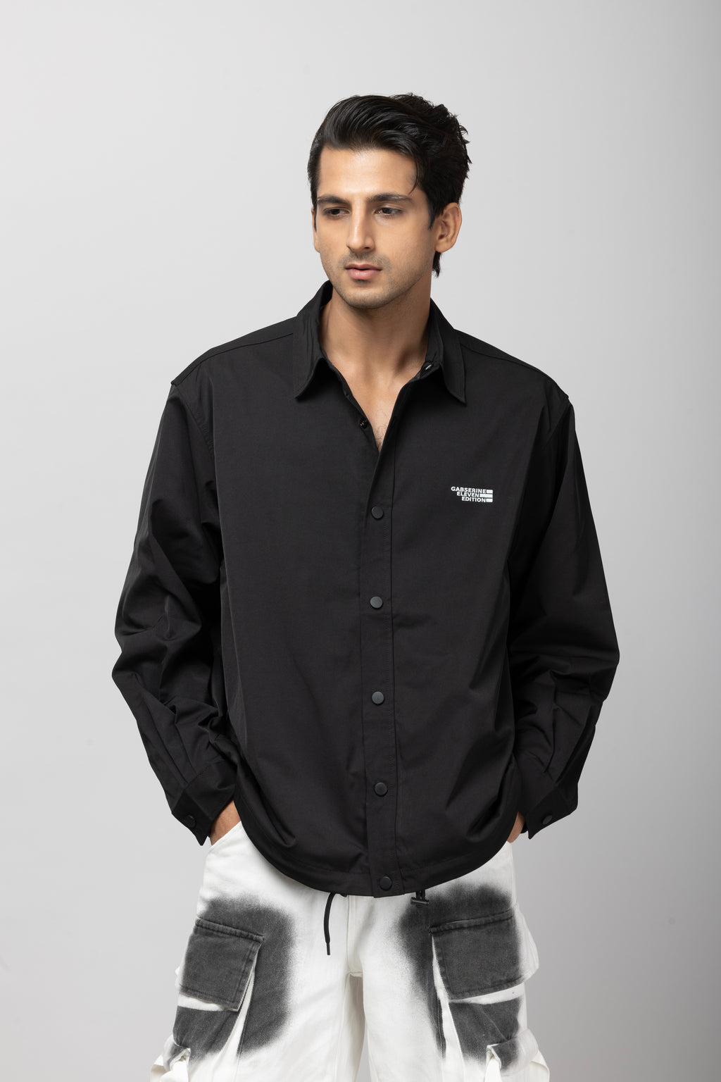 Black Shirt With Patch Print