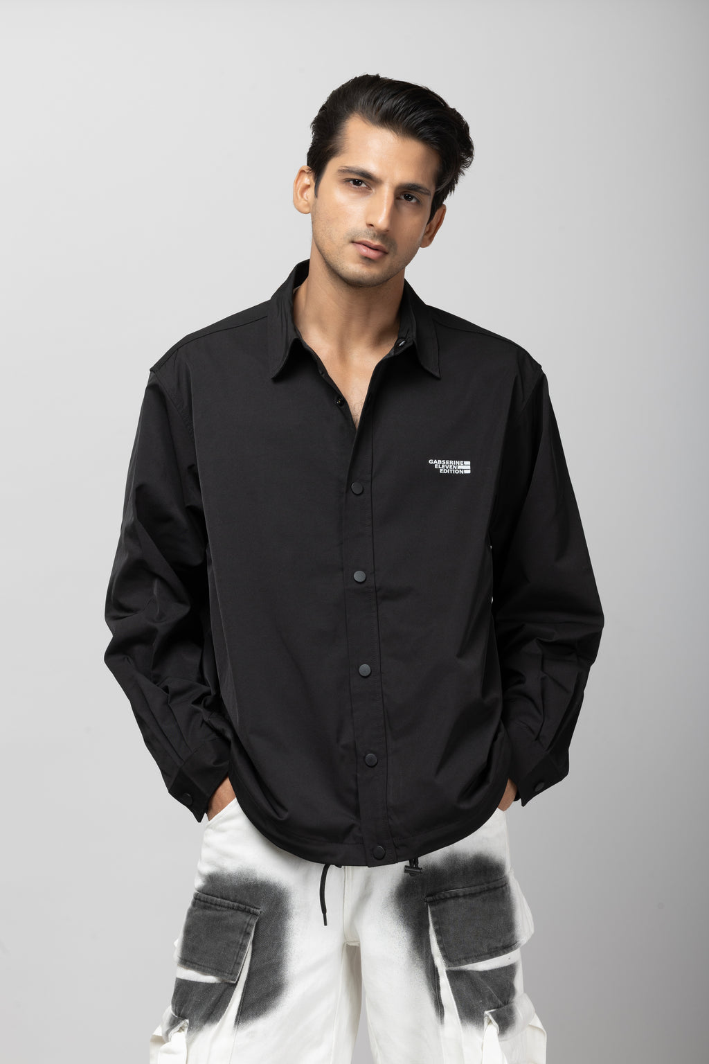Black Shirt With Patch Print