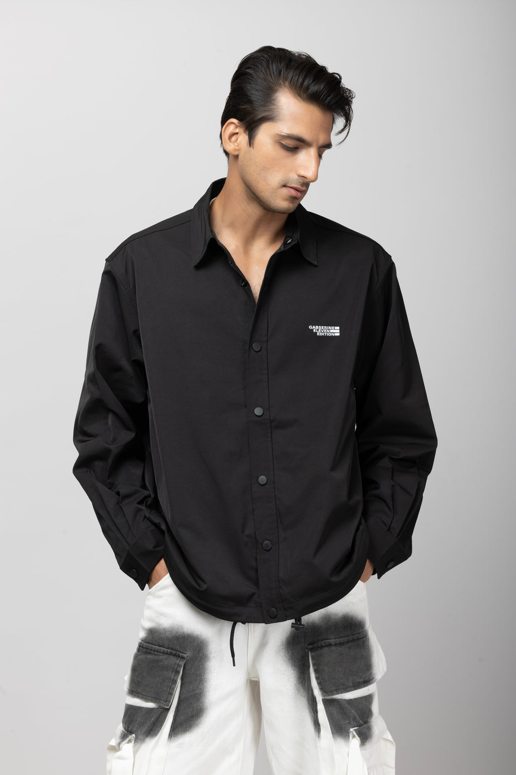 Black Shirt With Patch Print