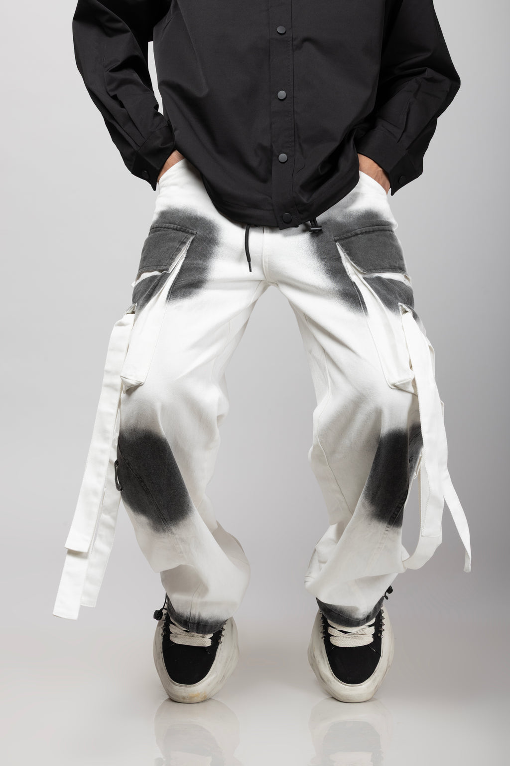 Ribbon Denim Cargo White