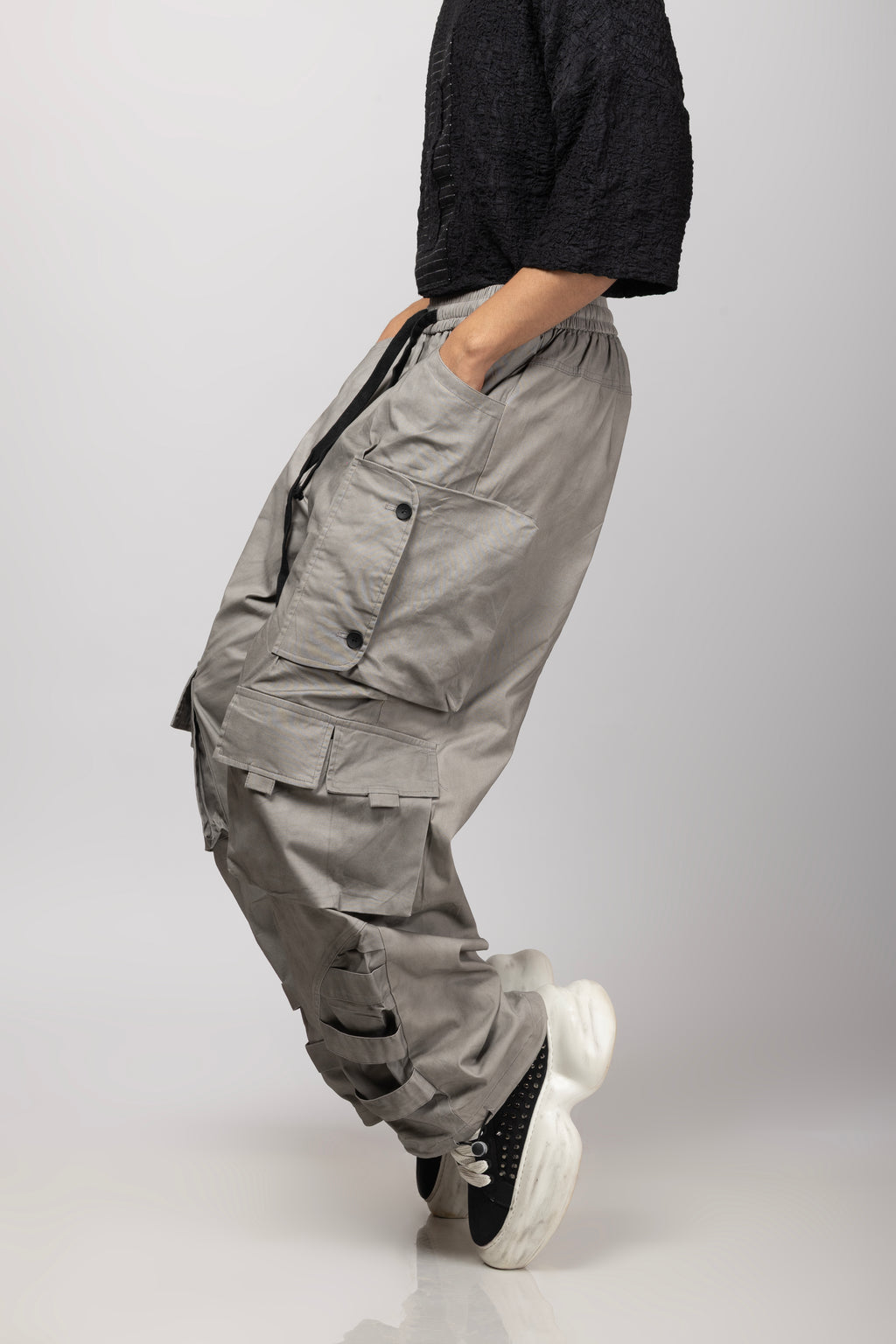 Grey Multi Pocket Cargo