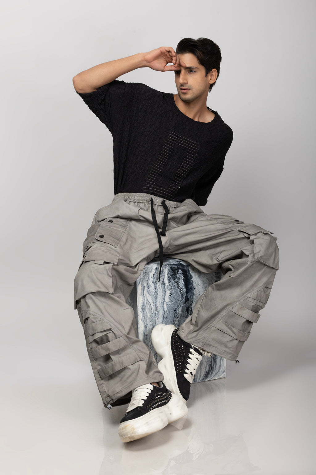 Grey Multi Pocket Cargo