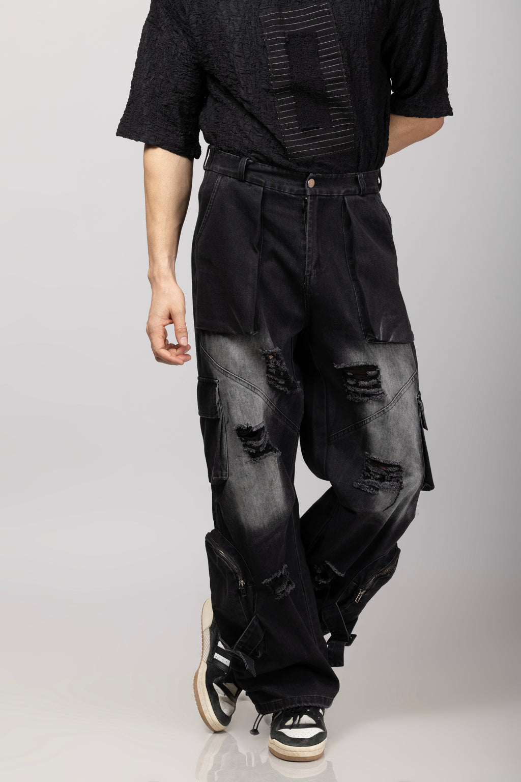 Denim Cargo Jeans Black
