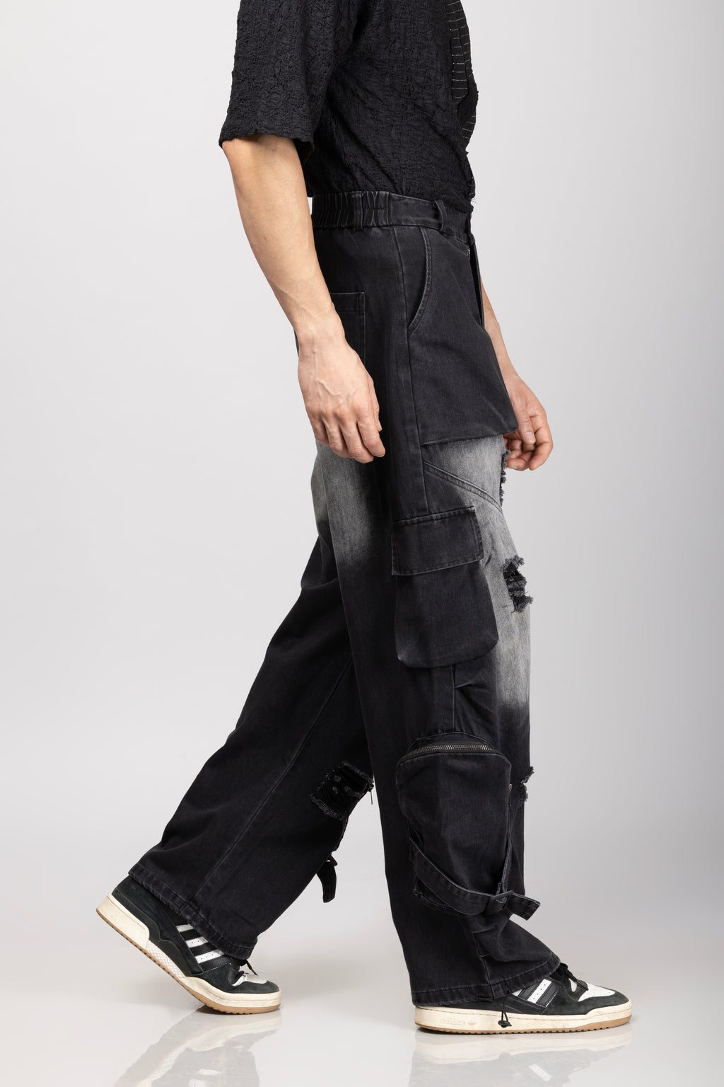 Denim Cargo Jeans Black
