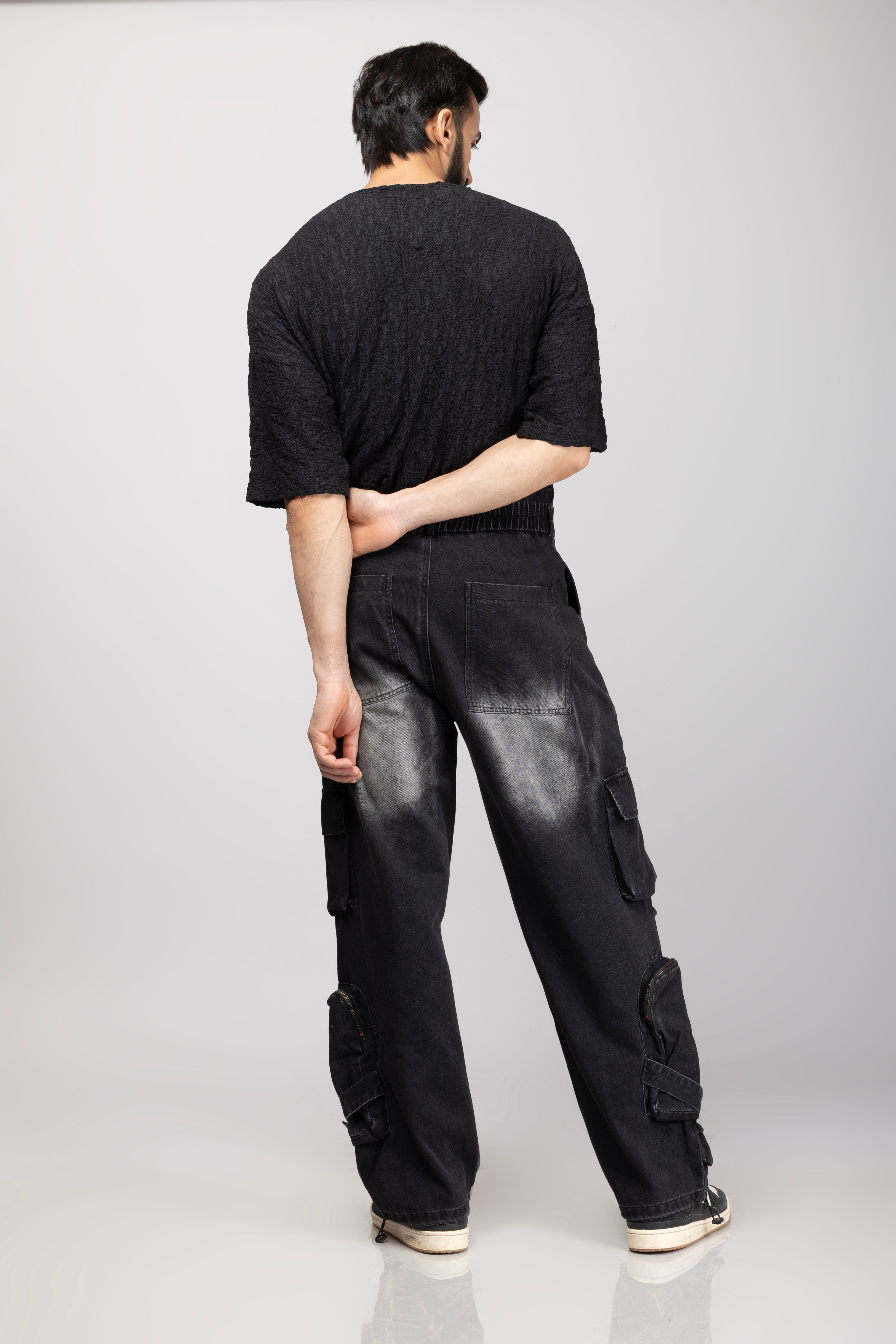 Denim Cargo Jeans Black