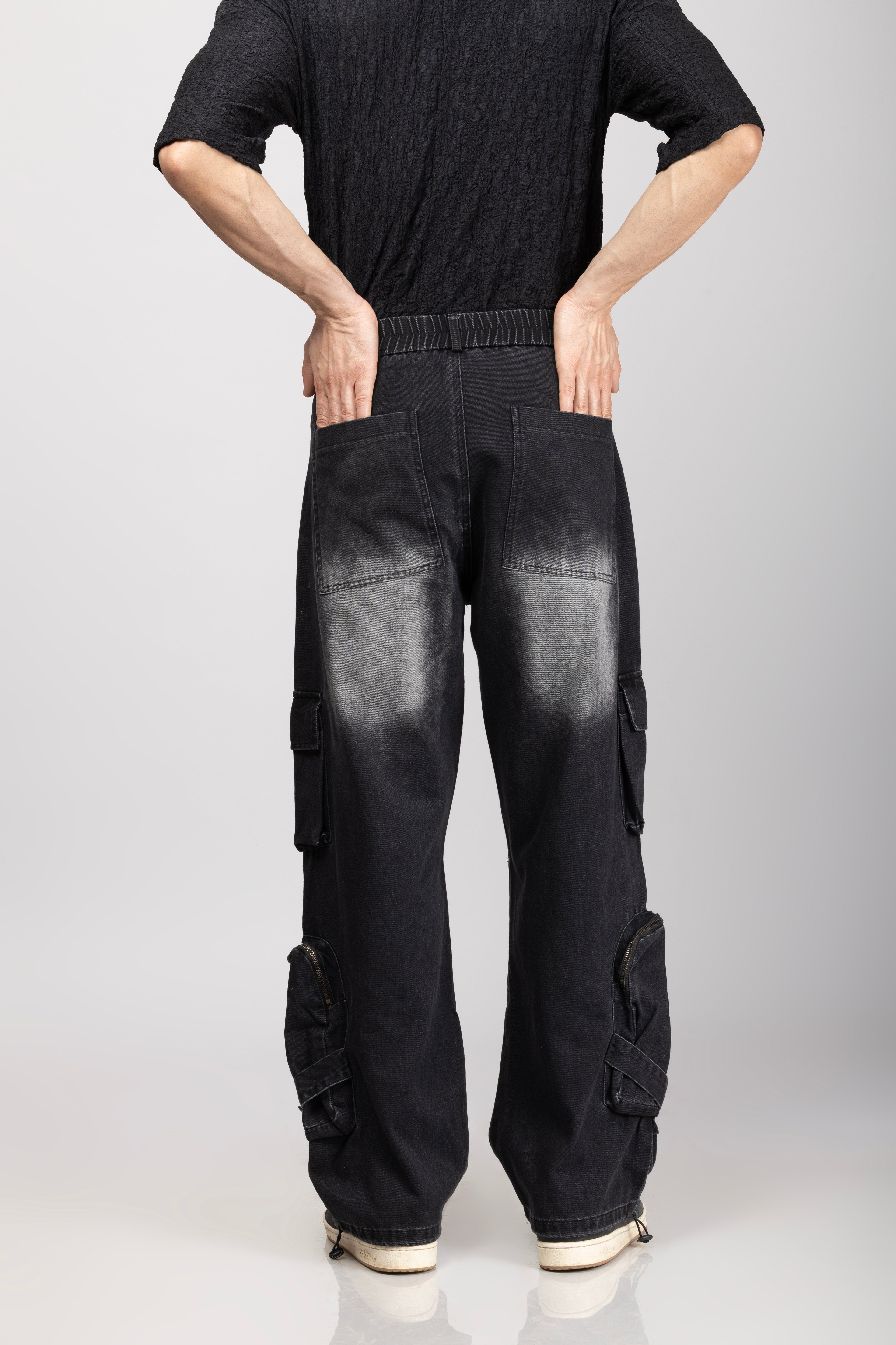 Denim Cargo Jeans Black