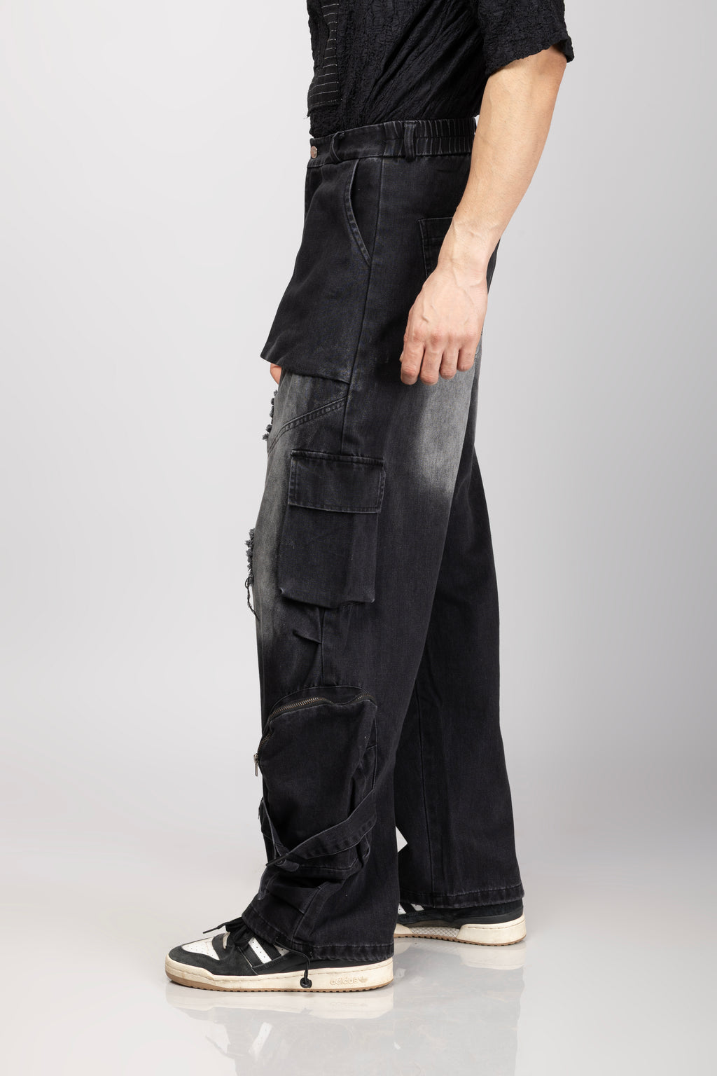 Denim Cargo Jeans Black