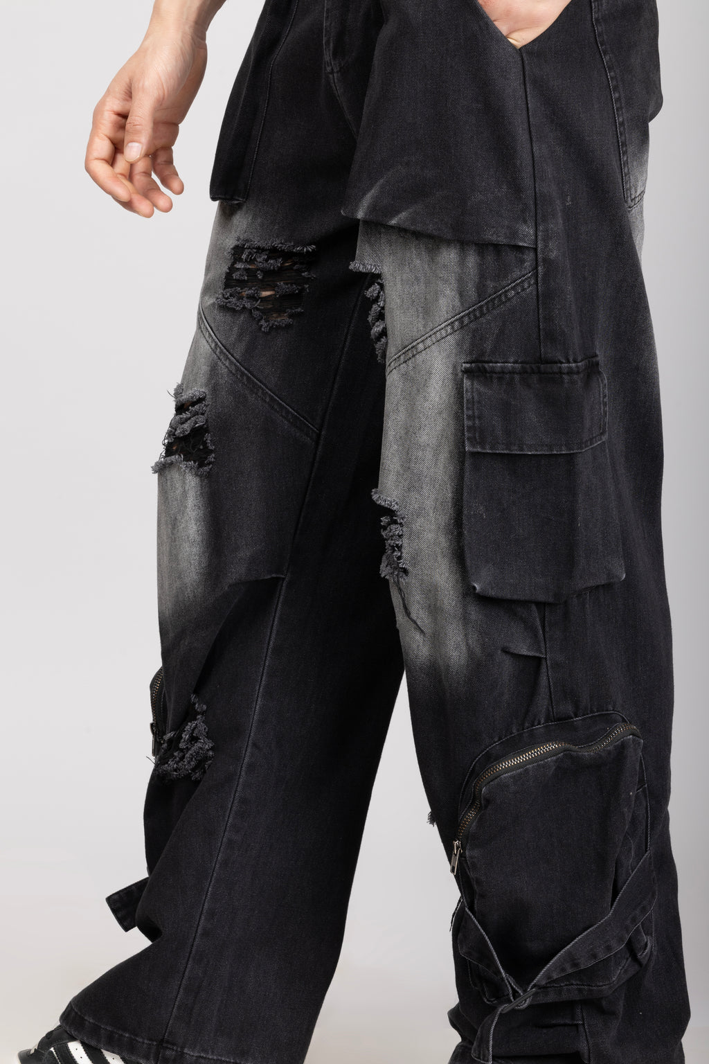 Denim Cargo Jeans Black