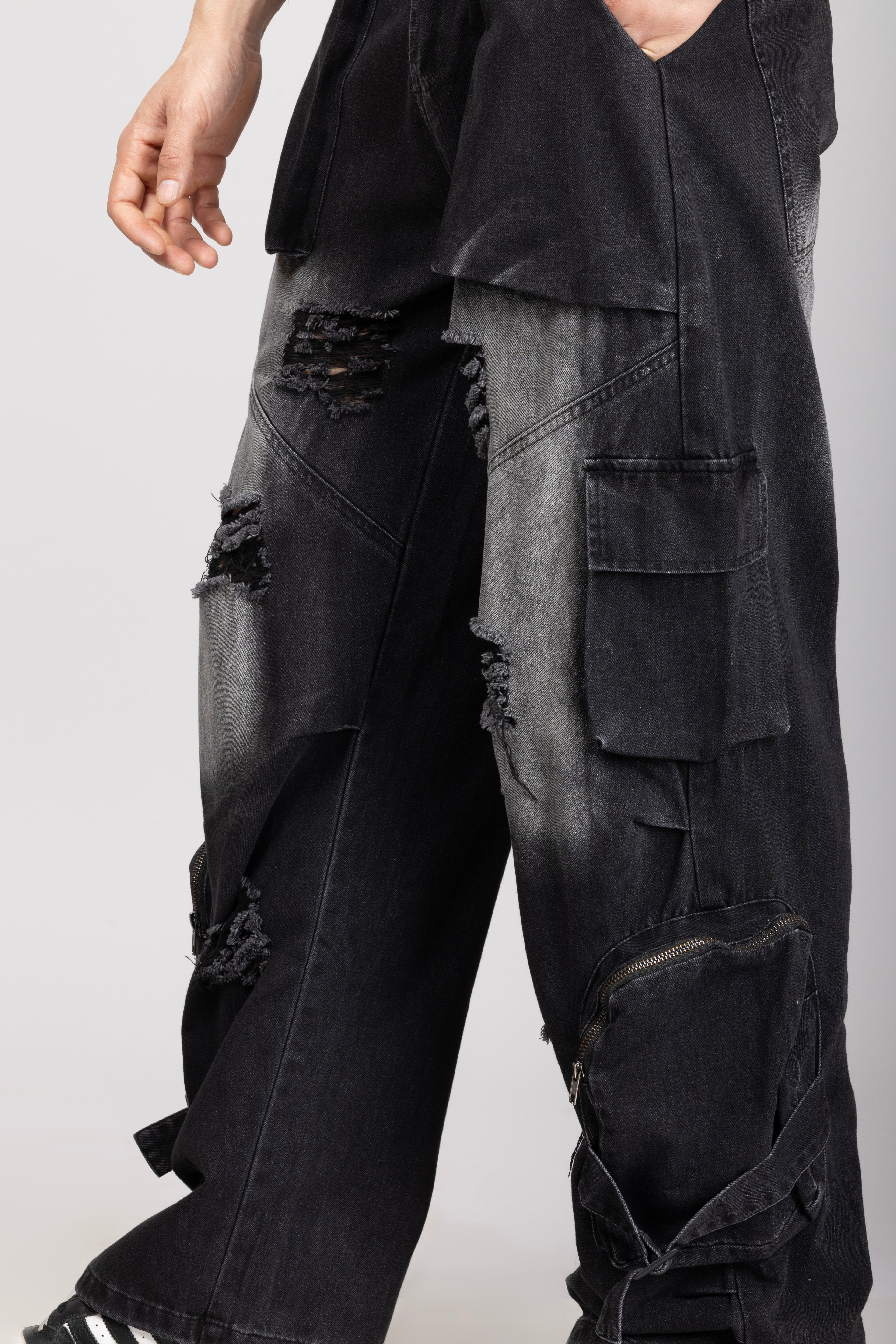 Denim Cargo Jeans Black