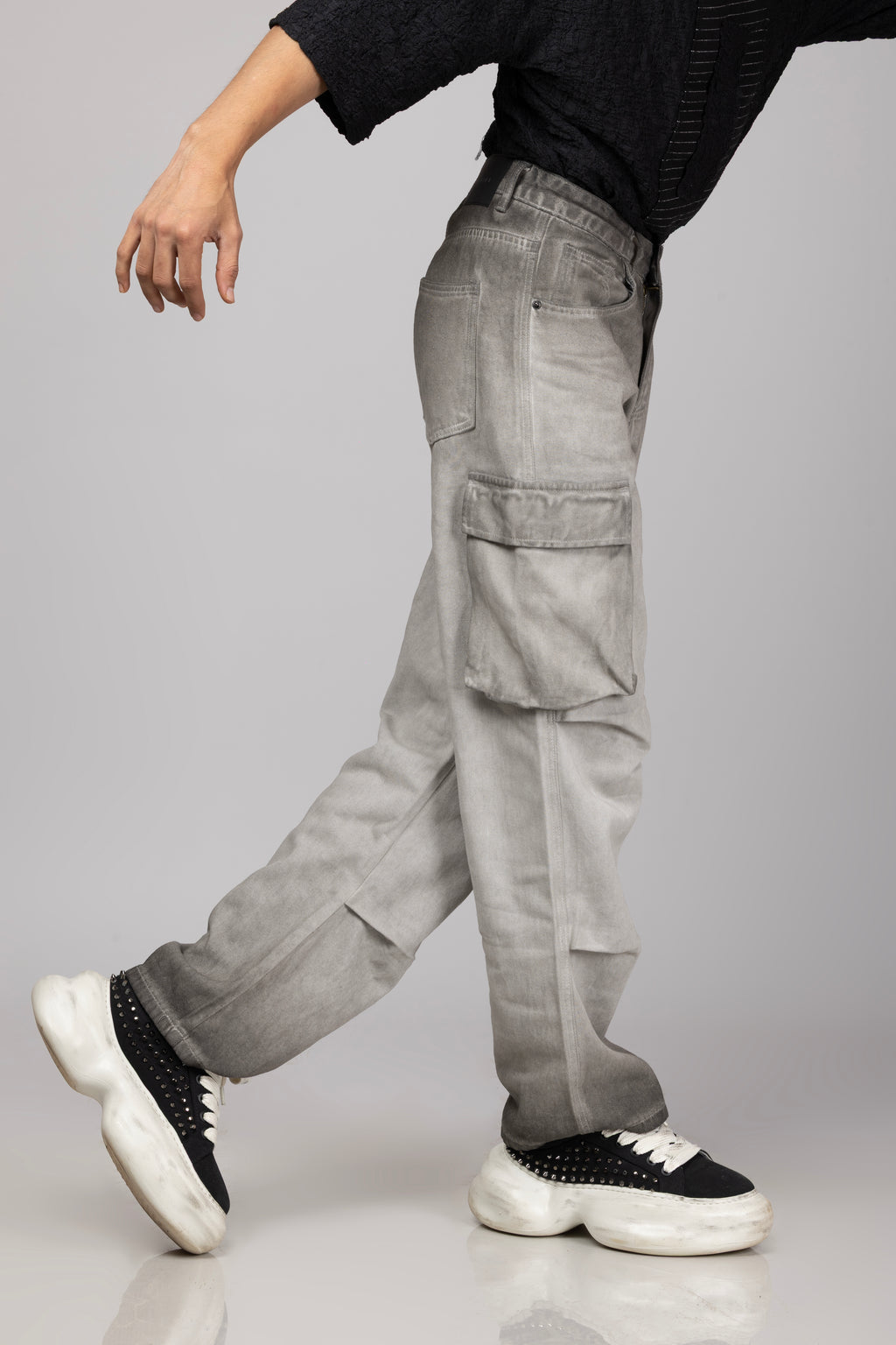 Grey Denim Cargo