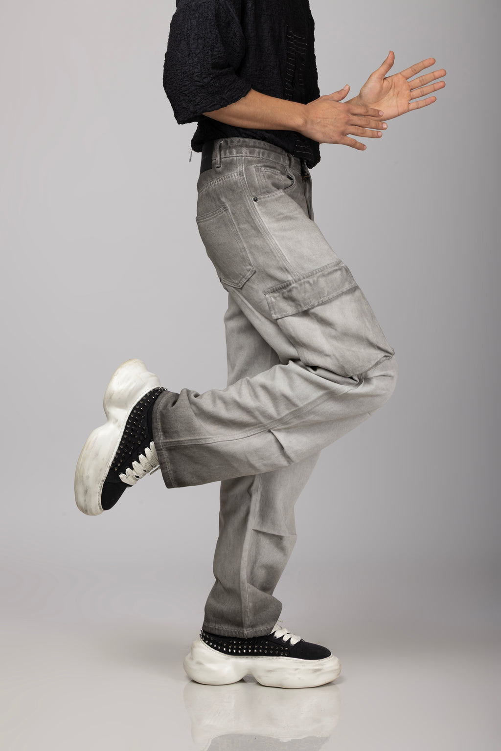 Grey Denim Cargo