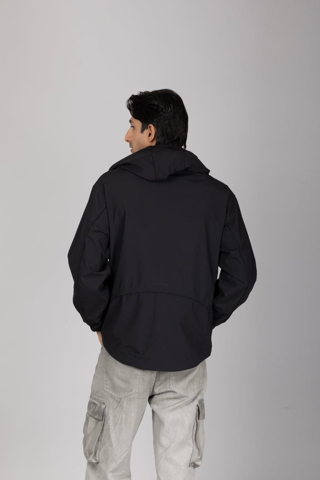 Big Pocket Black Hooded Jacket
