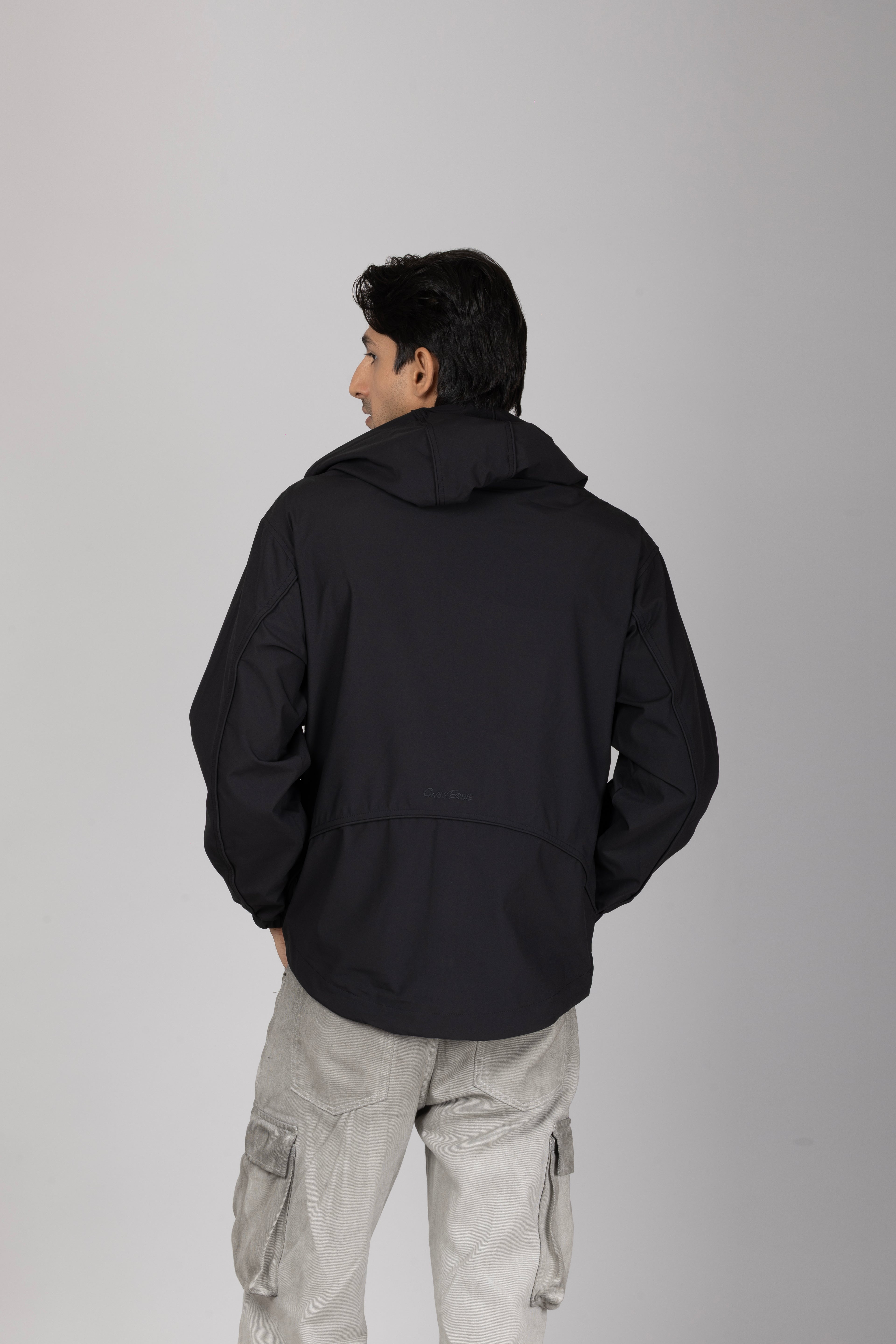 Big Pocket Black Hooded Jacket