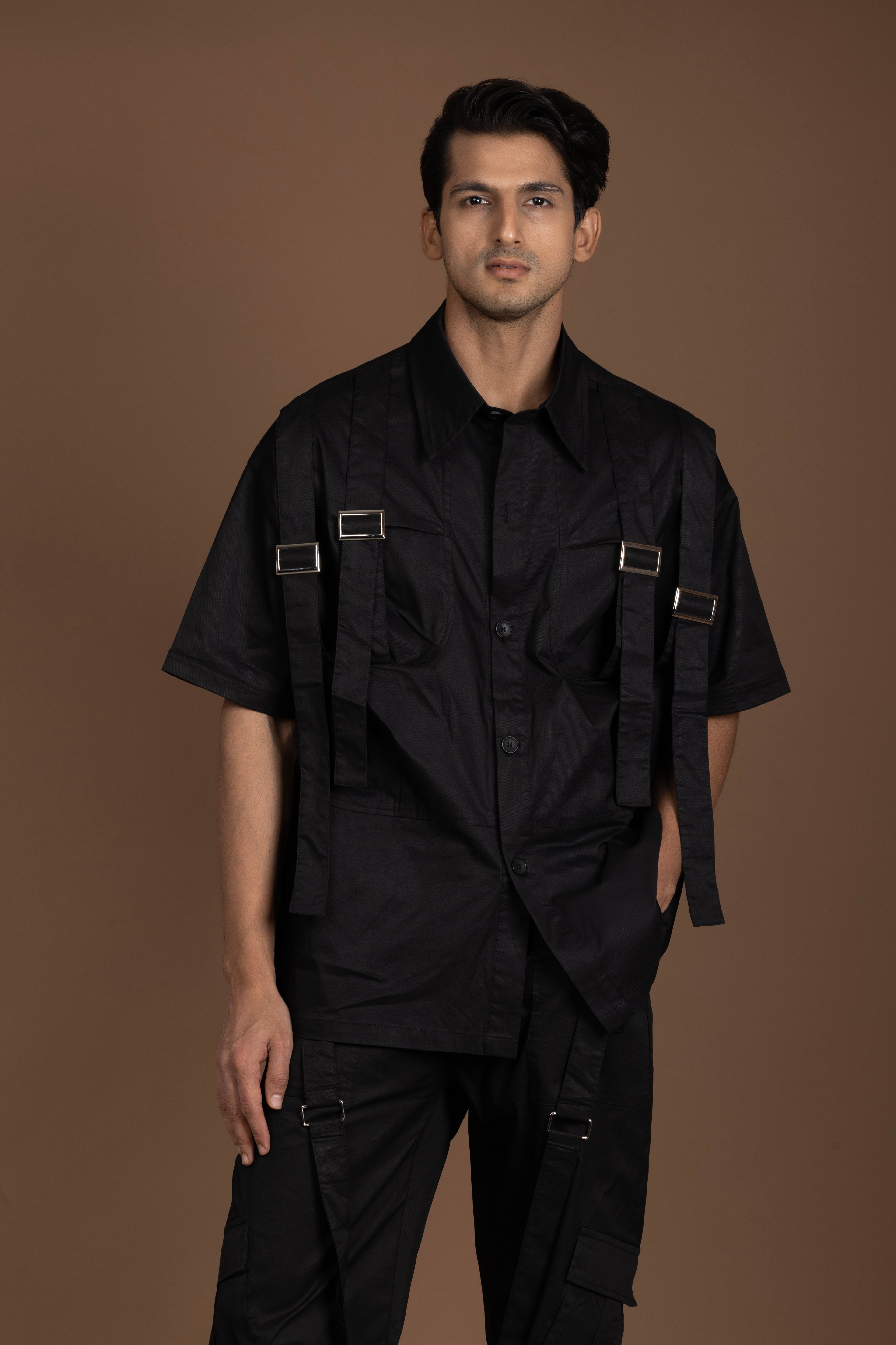 Belt Striped Black Cord Set