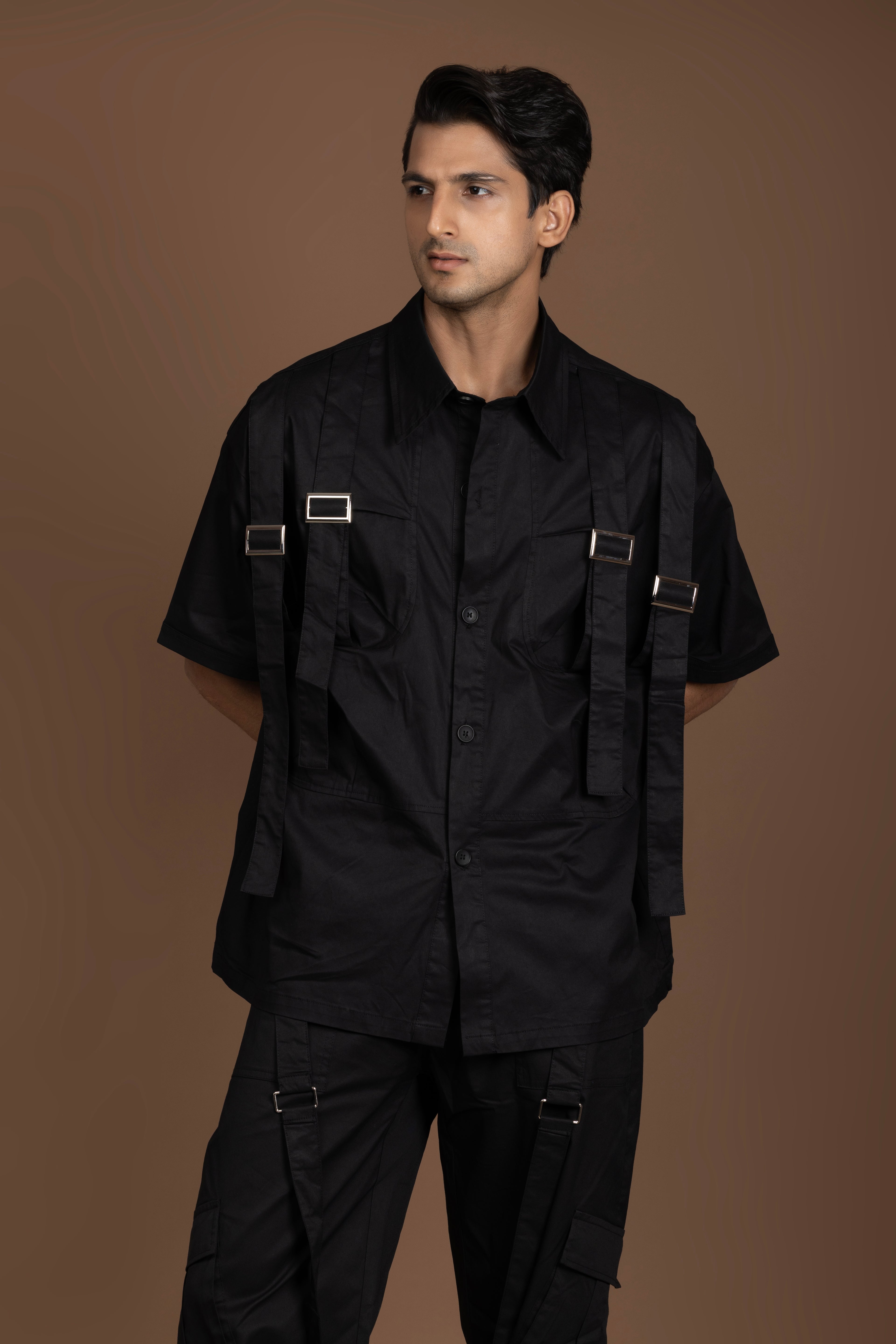 Belt Striped Black Cord Set