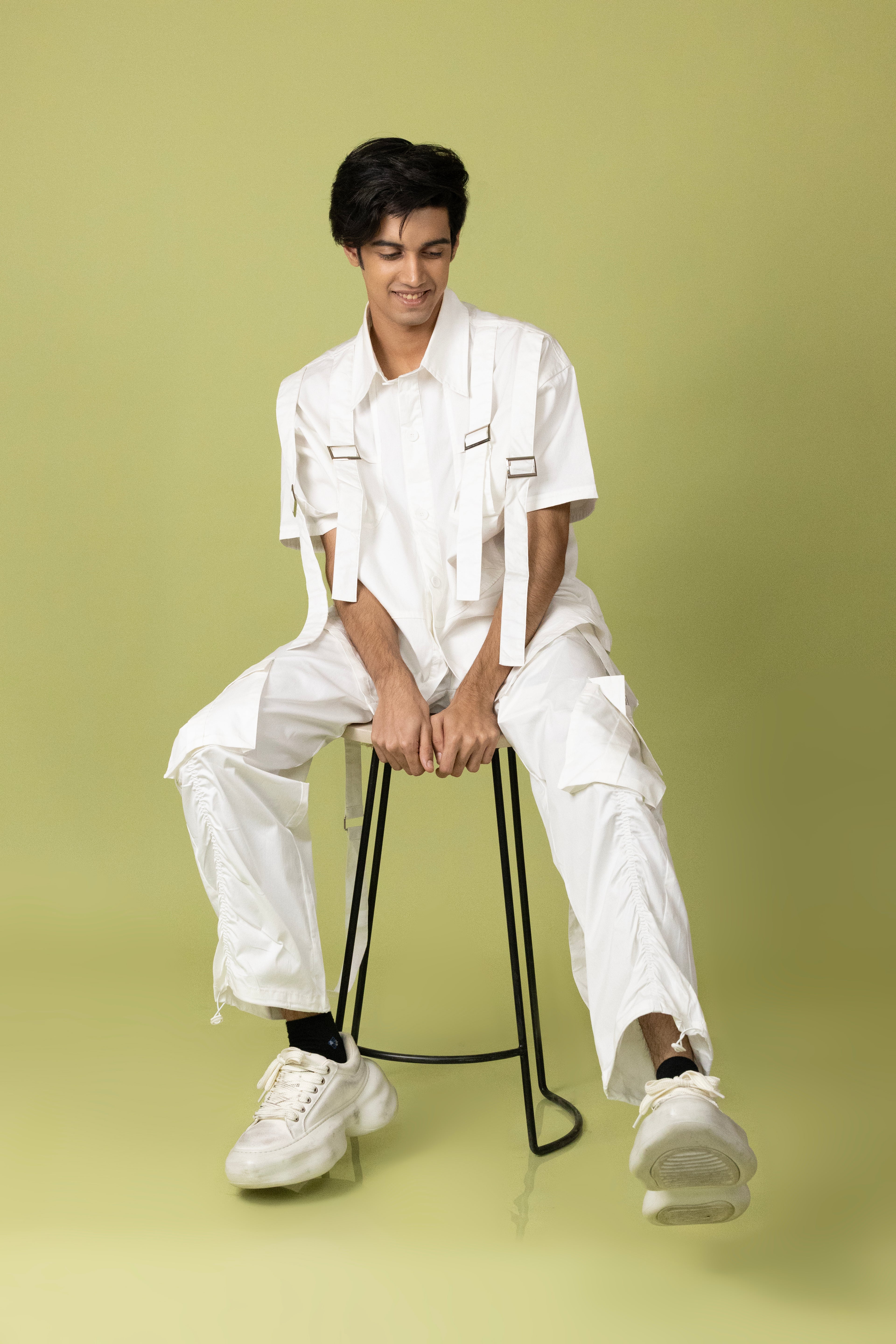 Belt Striped White Cord Set