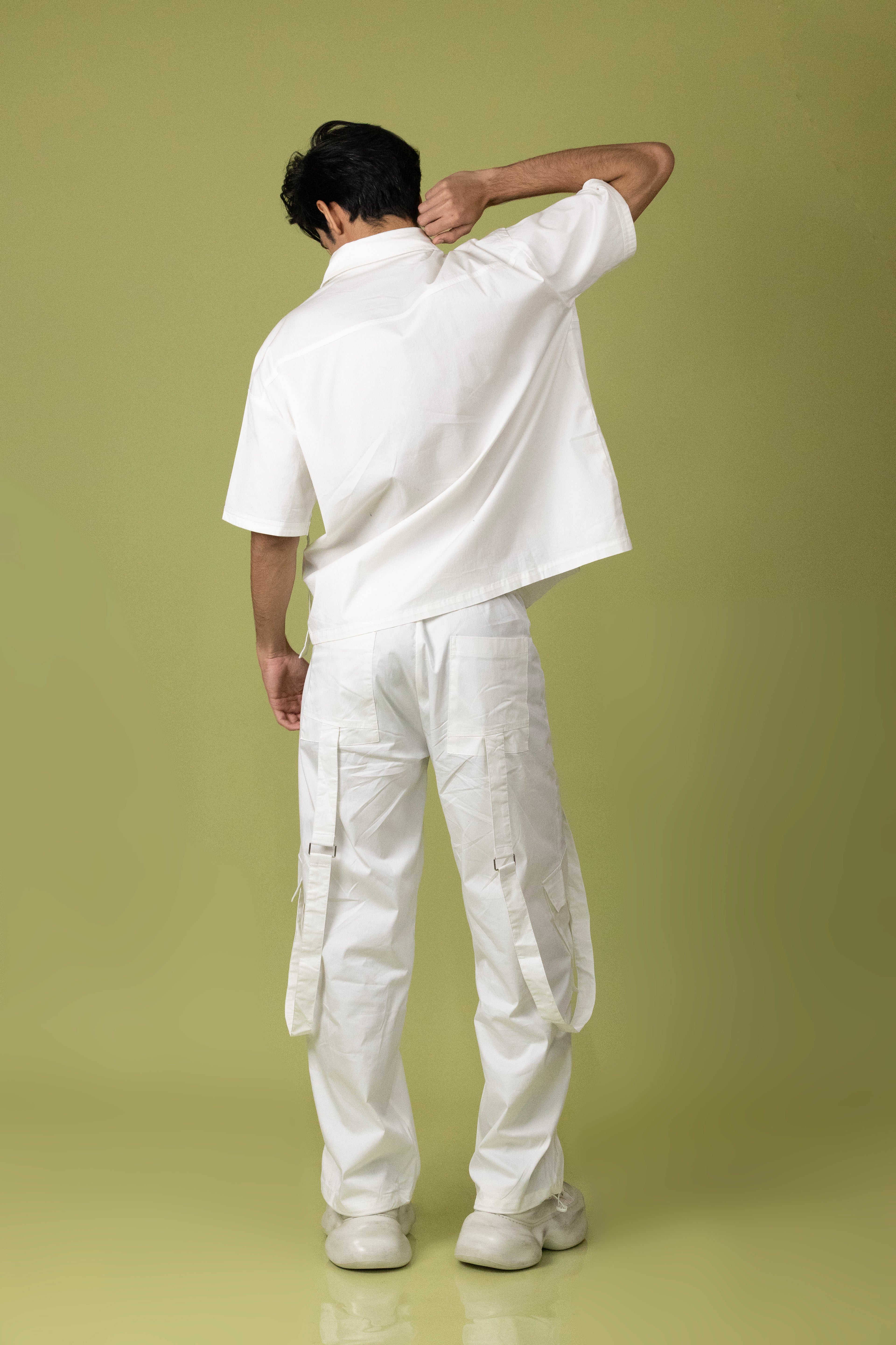 Belt Striped White Cord Set