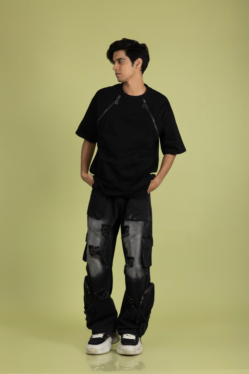Zipper T-Shirt Black