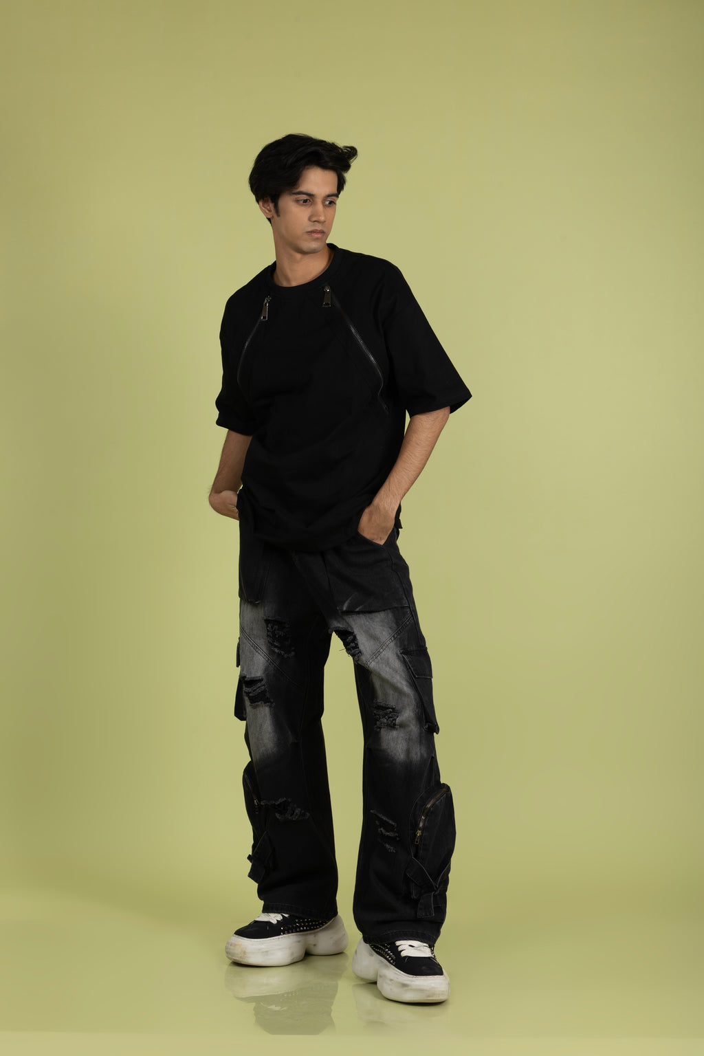 Zipper T-Shirt Black