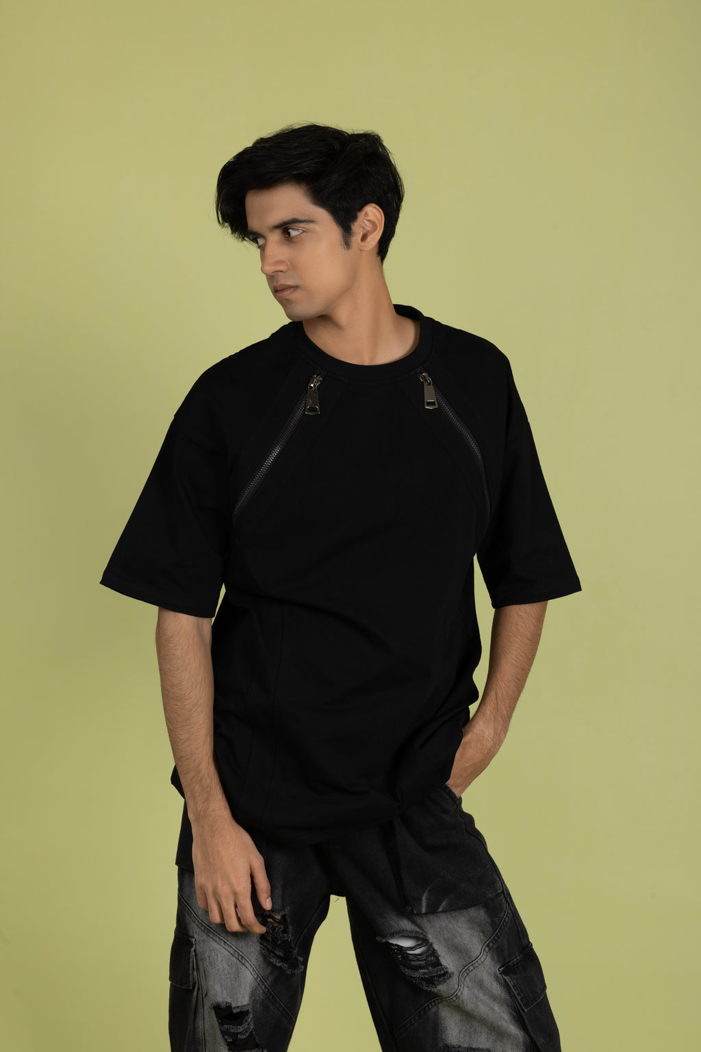 Zipper T-Shirt Black
