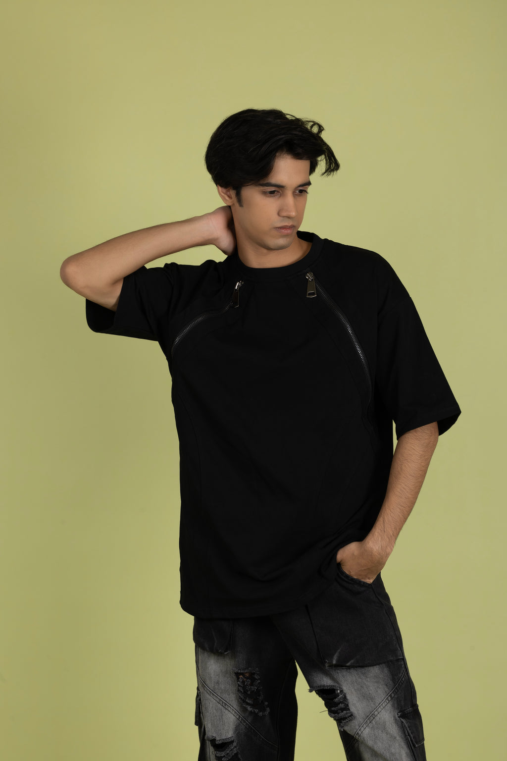 Zipper T-Shirt Black