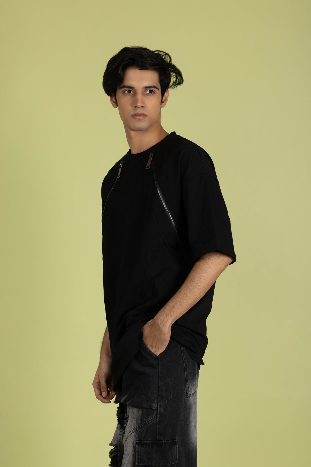 Zipper T-Shirt Black